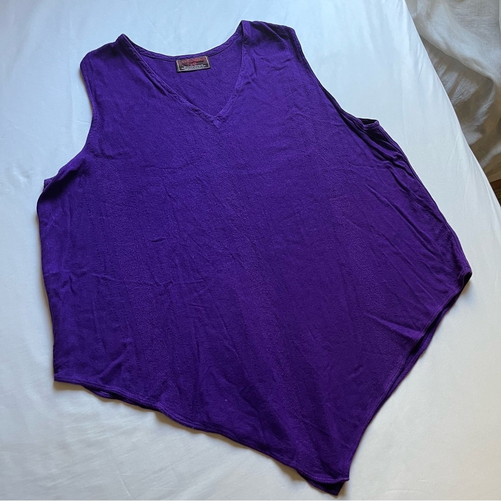 TIENDA HO purple‎ vneck pointed hem sleeveless boxy tank top